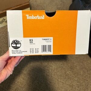 Timberland Orange and White Shoe Box